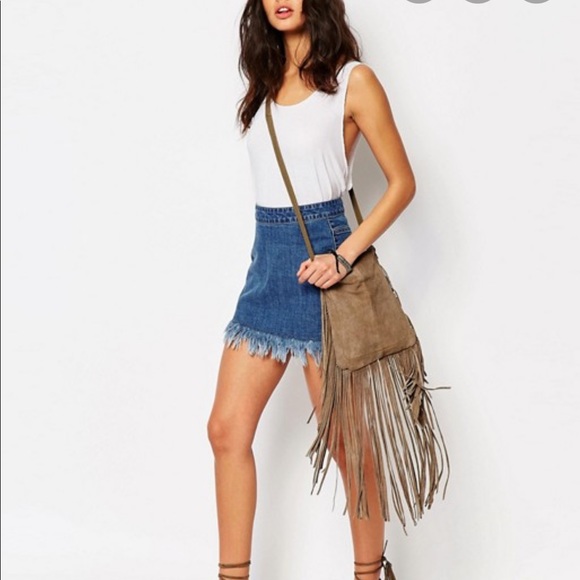 ASOS Frayed Hem Denim Skirt - Picture 3 of 6